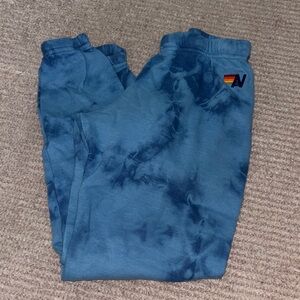 Aviator Nation Blue Tie-Dye Cropped Pants
